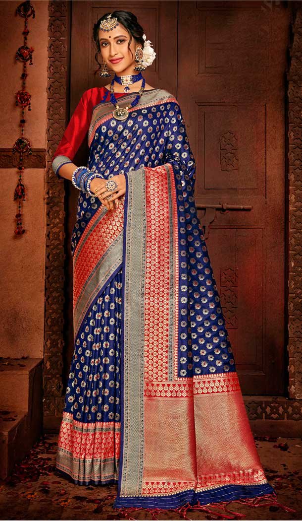 Blue Color Banarasi Silk Designer Classic Wear Traditional Wear Saree -9712114100