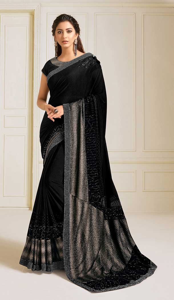 Black Color Lycra Designer Fancy Party Wear Saree Blouse -9851115619