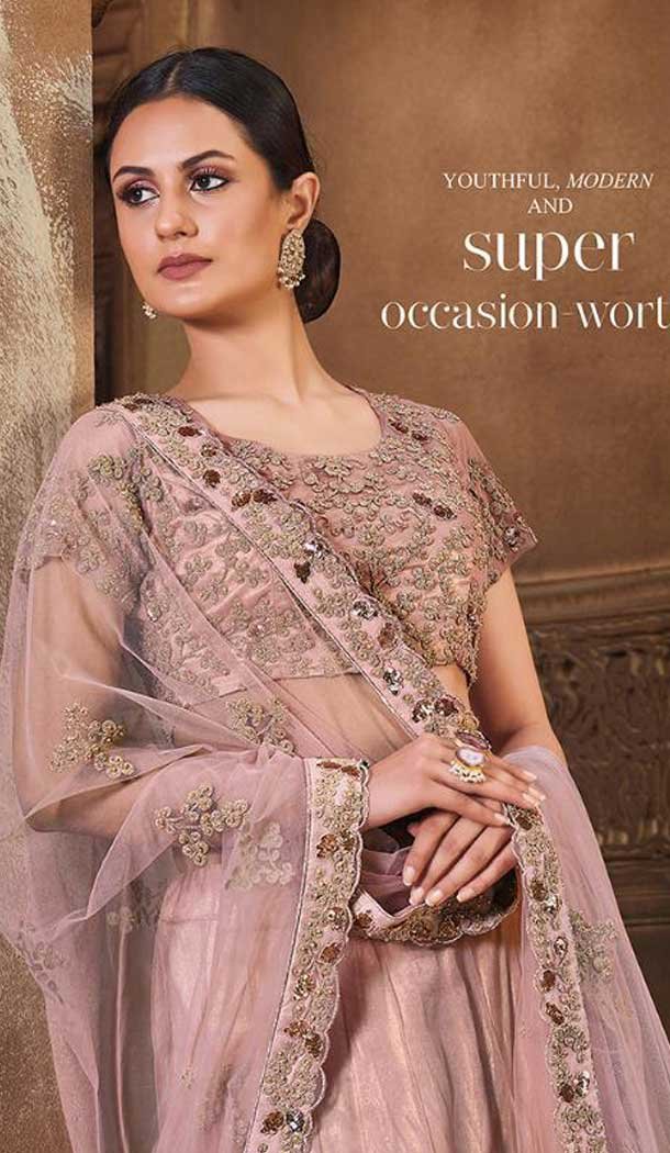 Baby Pink Color Net Designer Bridal Wedding Wear Lehenga Choli For Women -9968116674