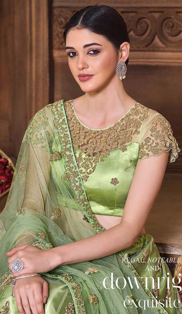 Green Color Net Designer Bridal Wedding Wear Lehenga Choli For Women -9968116677