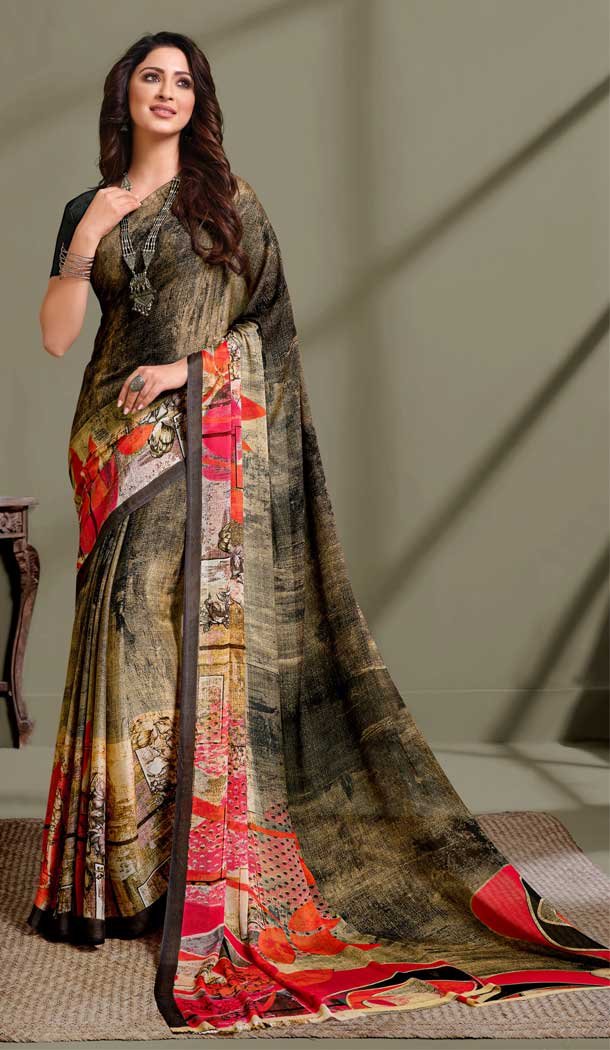 Adorable Multi Color Georgette Printed Casual Party Wear Saree Blouse -9991116895
