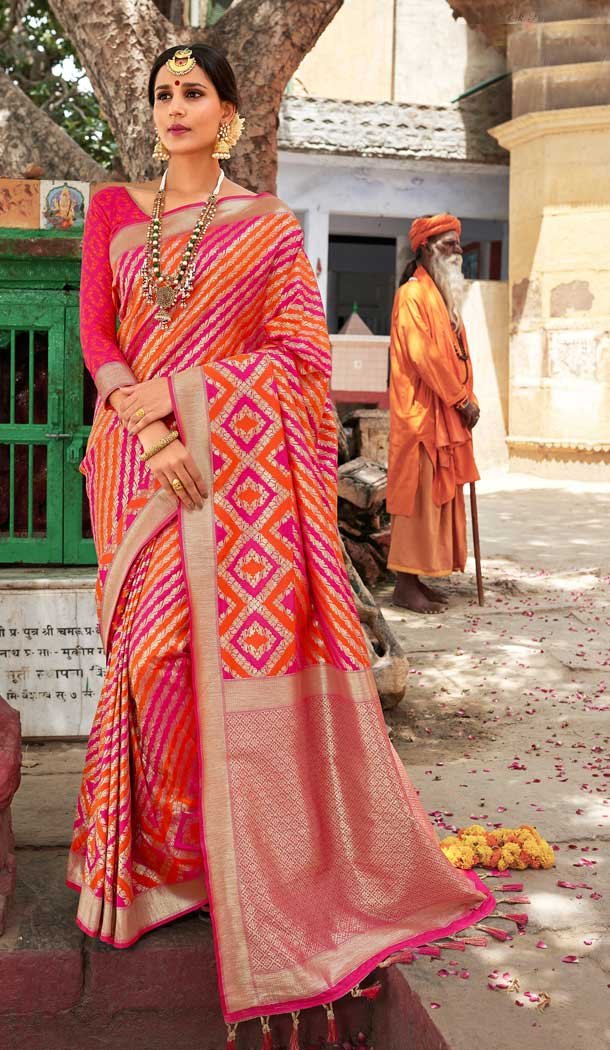 Multi Color Silk Designer Traditional Party Wear Saree Blouse -123118206