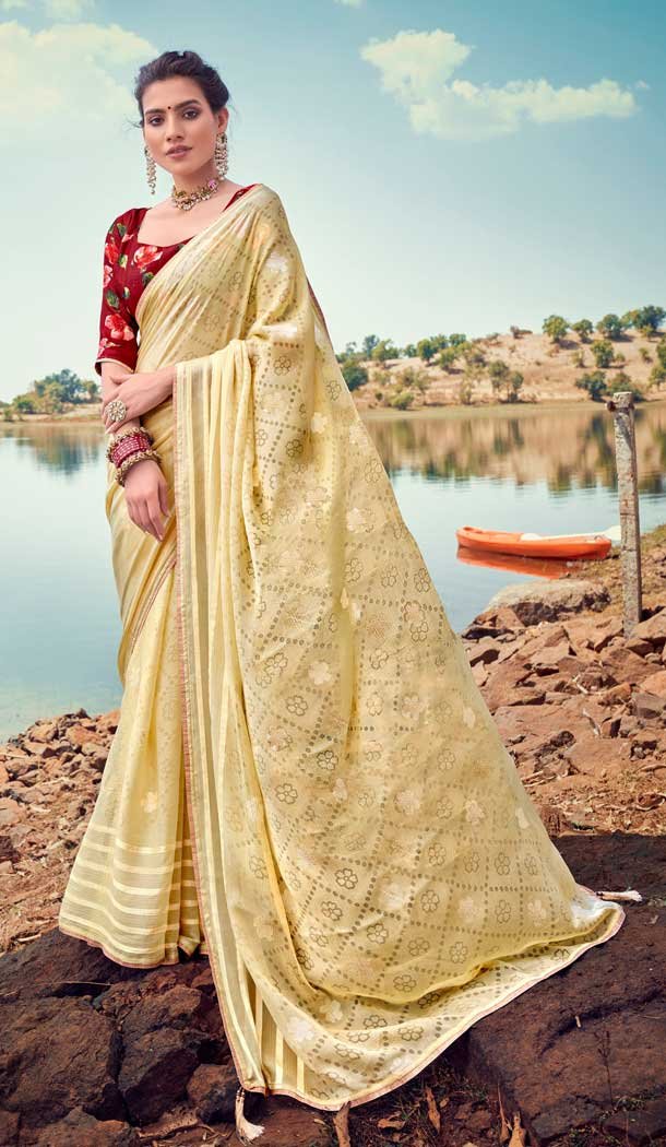 Multi Color Brasso Silk Foil Printed Classic Casual Party Wear Saree -274119577