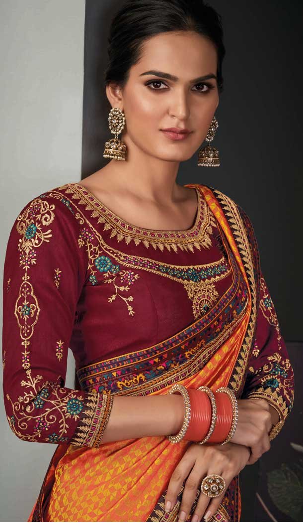 Charming Multi Color Silk Designer Party Wear Embroidered Women Saree -358120261