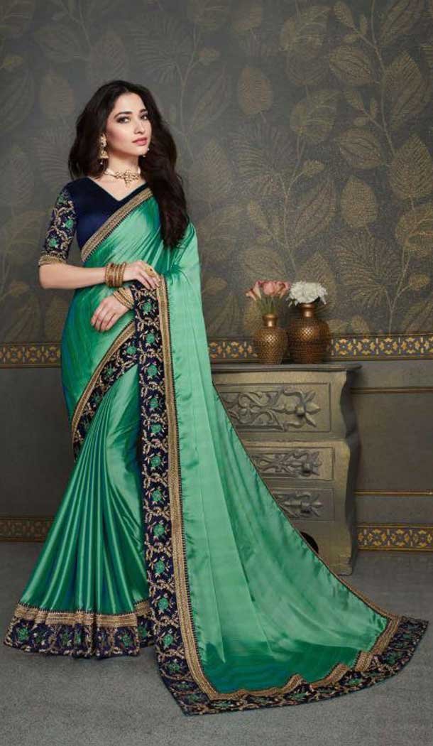 Green Color Vichitra Silk Heavy Designer Party Wear Saree -456121312