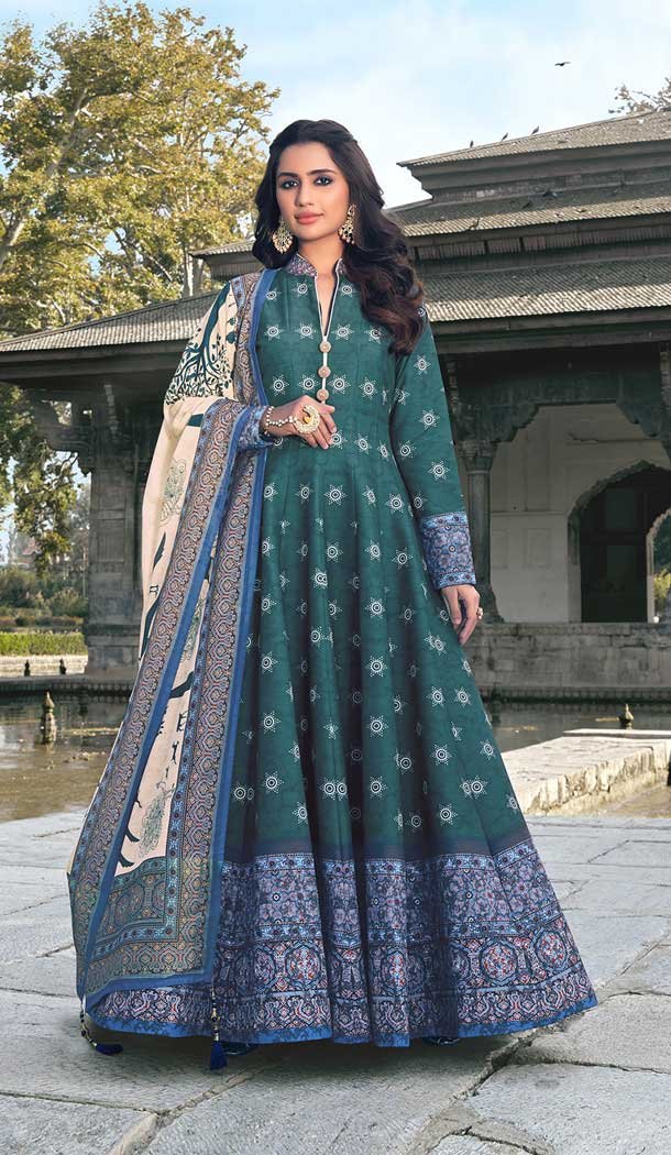 Green Color Killer Silk Heavy Designer Aanarkali Style Salwar Suit -437121027