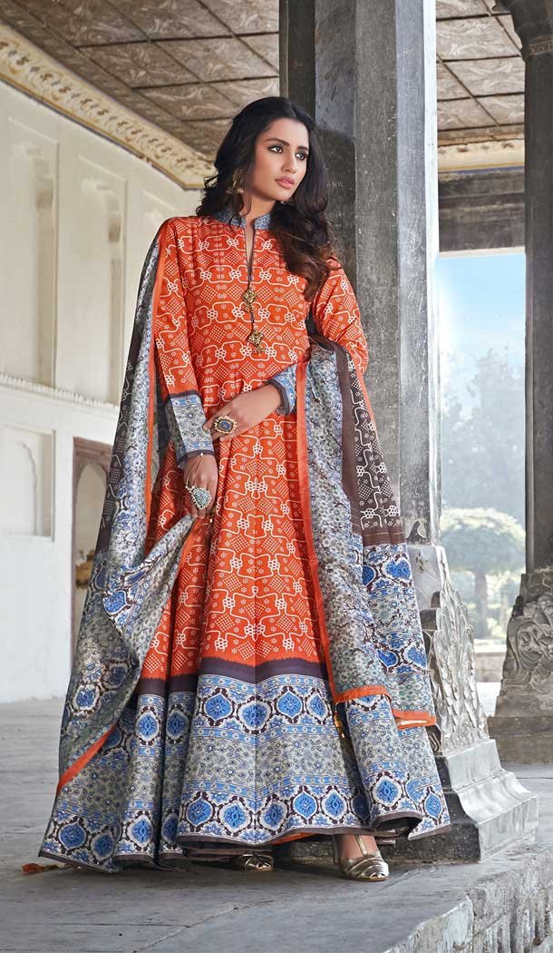 Orange Color Killer Silk Heavy Designer Aanarkali Style Salwar Suit -437121029