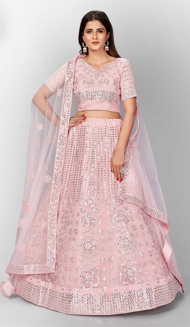 Pretty Pink Color Organza Heavy Designer Bridal Wear Lehenga Choli -506121733