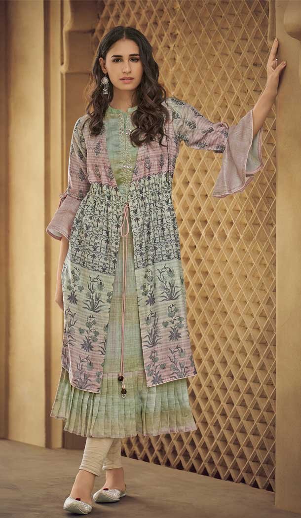 Grey Color Ryon Silk Readymade Traditional Party Wear Gown Dress -88217057