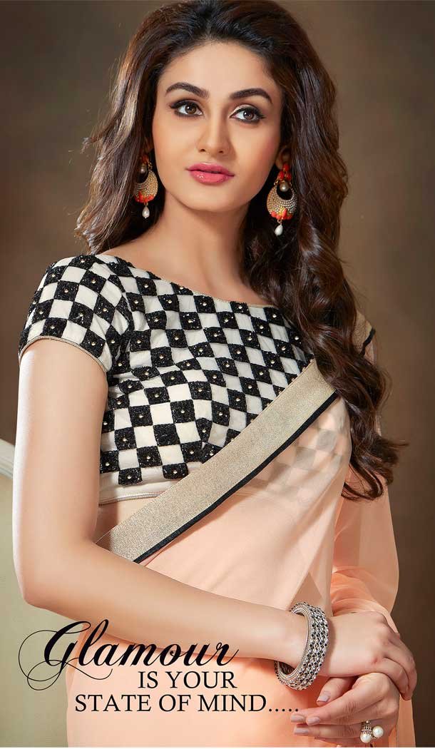 Peach Color Georgette Designer Casual Party Wear Saree Blouse -604122672
