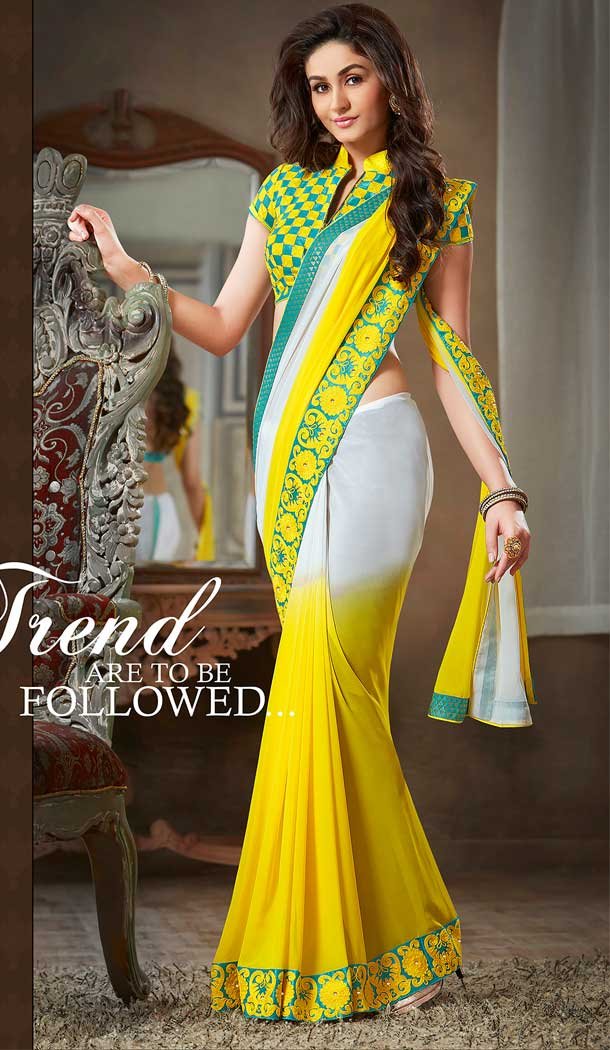 Multi Color Georgette Designer Casual Party Wear Saree Blouse -604122673