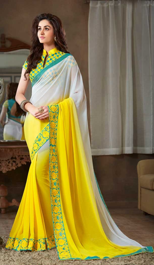 Multi Color Georgette Designer Casual Party Wear Saree Blouse -604122673