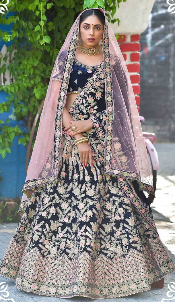 Maroon Color Velvet Heavy Designer Bridal Wedding Wear Lehenga Choli -664123311