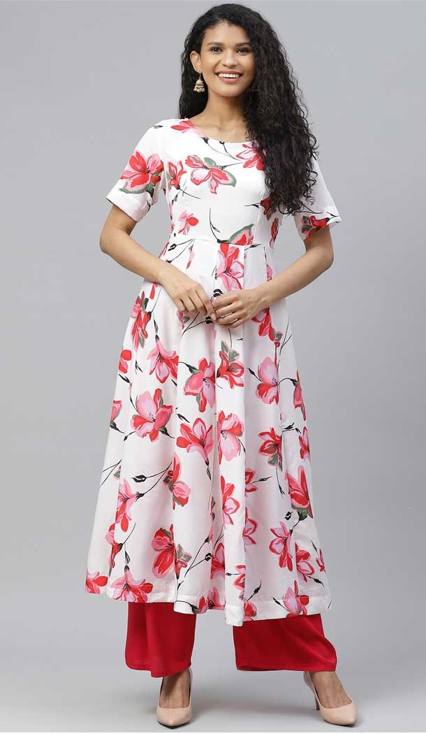 Aesthetic White Color Crepe Designer Party Wear Readymade Aanarkali Kurti -665123341
