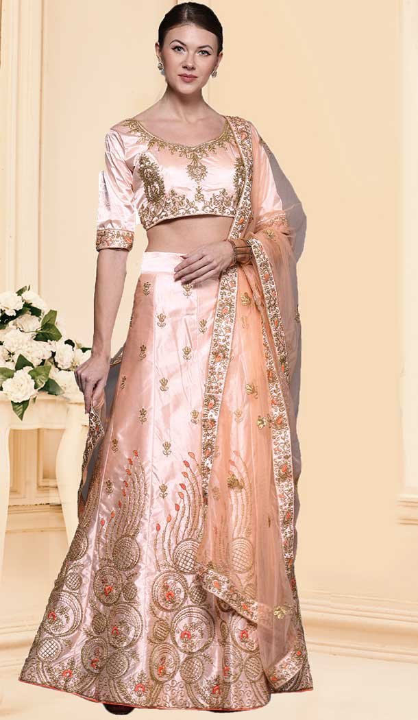 Baby Pink Color Silk Designer Traditional Wear Lehenga Choli -737124137