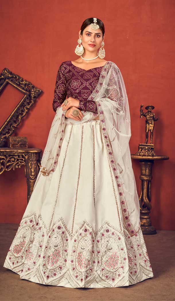 Pearl White Color Art Silk Traditional Party Wear Lehenga Choli -1151127853
