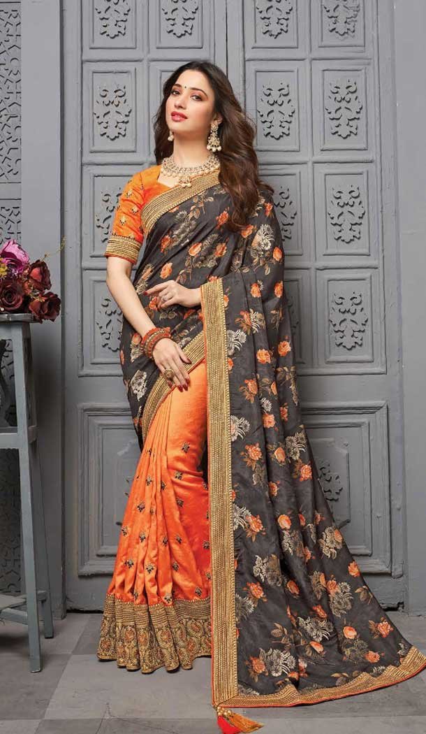 Multi Color Vichitra Silk Celebrity Tamanna Bhatia Wear Saree -1213128342