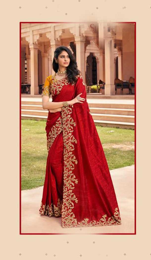 Charming Red Color Fancy Fabric Designer Party Wear Saree Blouse -1228128484