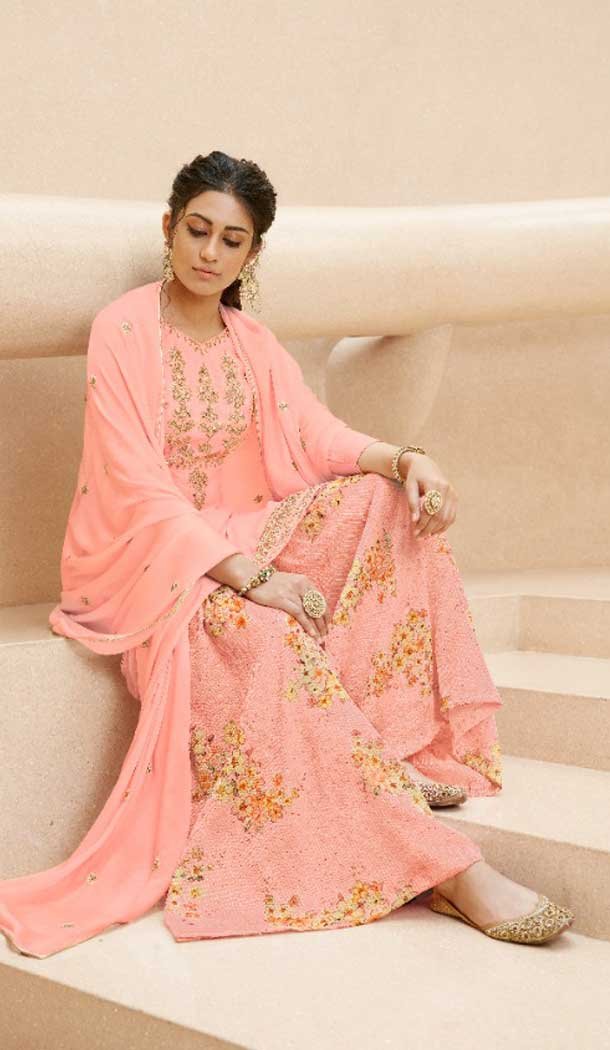 Exotic Peach Color Pure Muslin Designer Festive Wear Pakistani Salwar Suit -1371129472