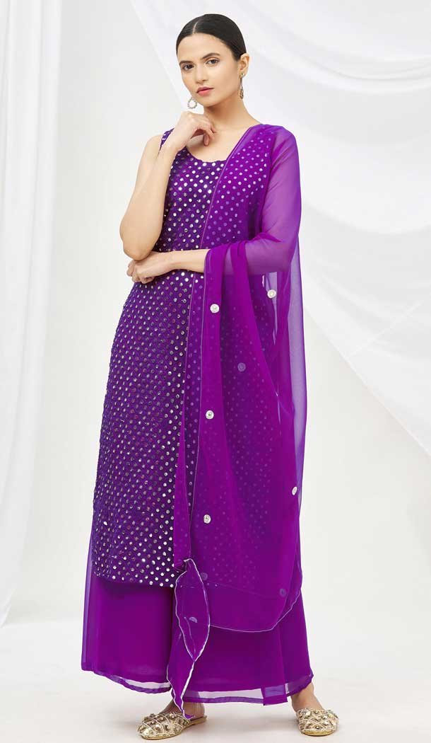 Purple Color Georgette Designer Party Wear Palazzo Salwar Suit -1449129991