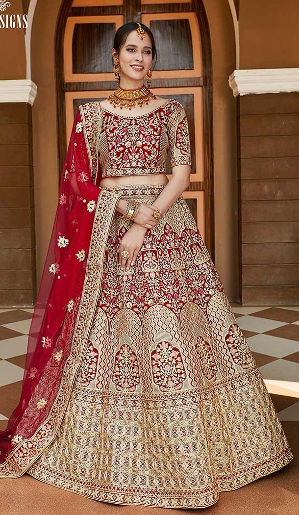 Chic Maroon Color Velvet Heavy Designer Bridal Wedding Lehenga Choli -1503130661