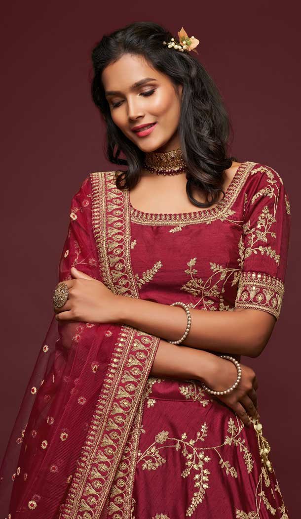 Gorgeous Maroon Color Art Silk Designer Traditional Wear Lehenga Choli -1643131711
