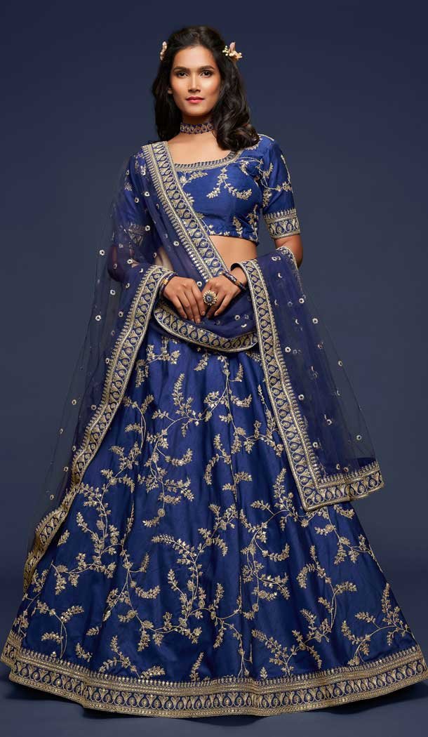 Charming Blue Color Art Silk Designer Traditional Wear Lehenga Choli -1643131714