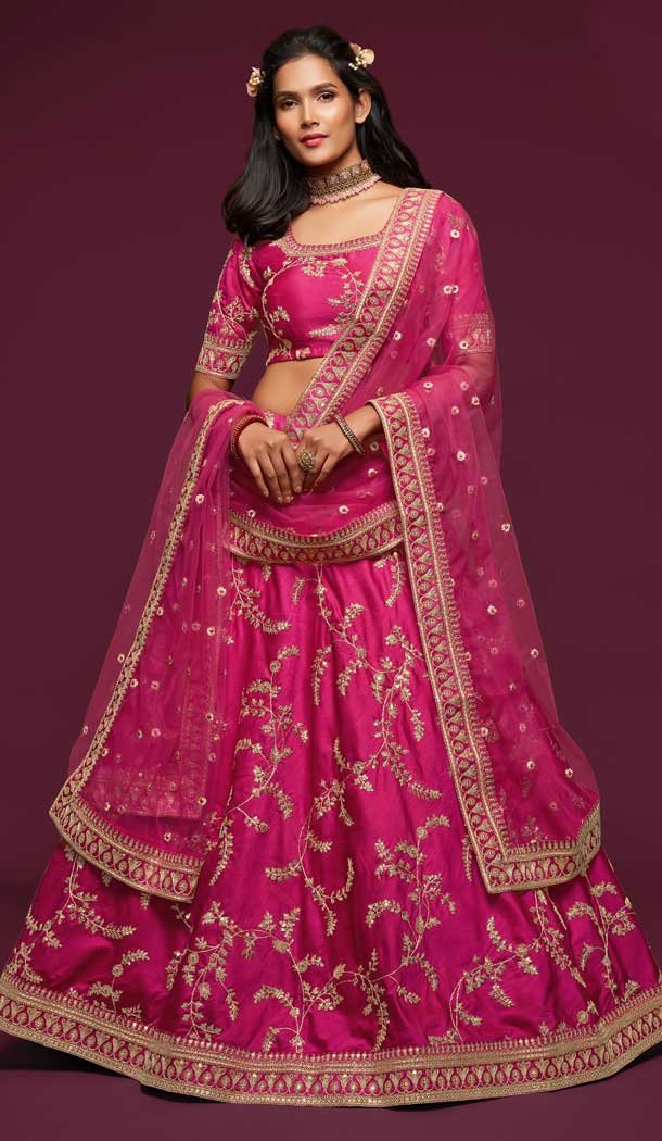Elegant Pink Color Art Silk Designer Traditional Wear Lehenga Choli -1643131715