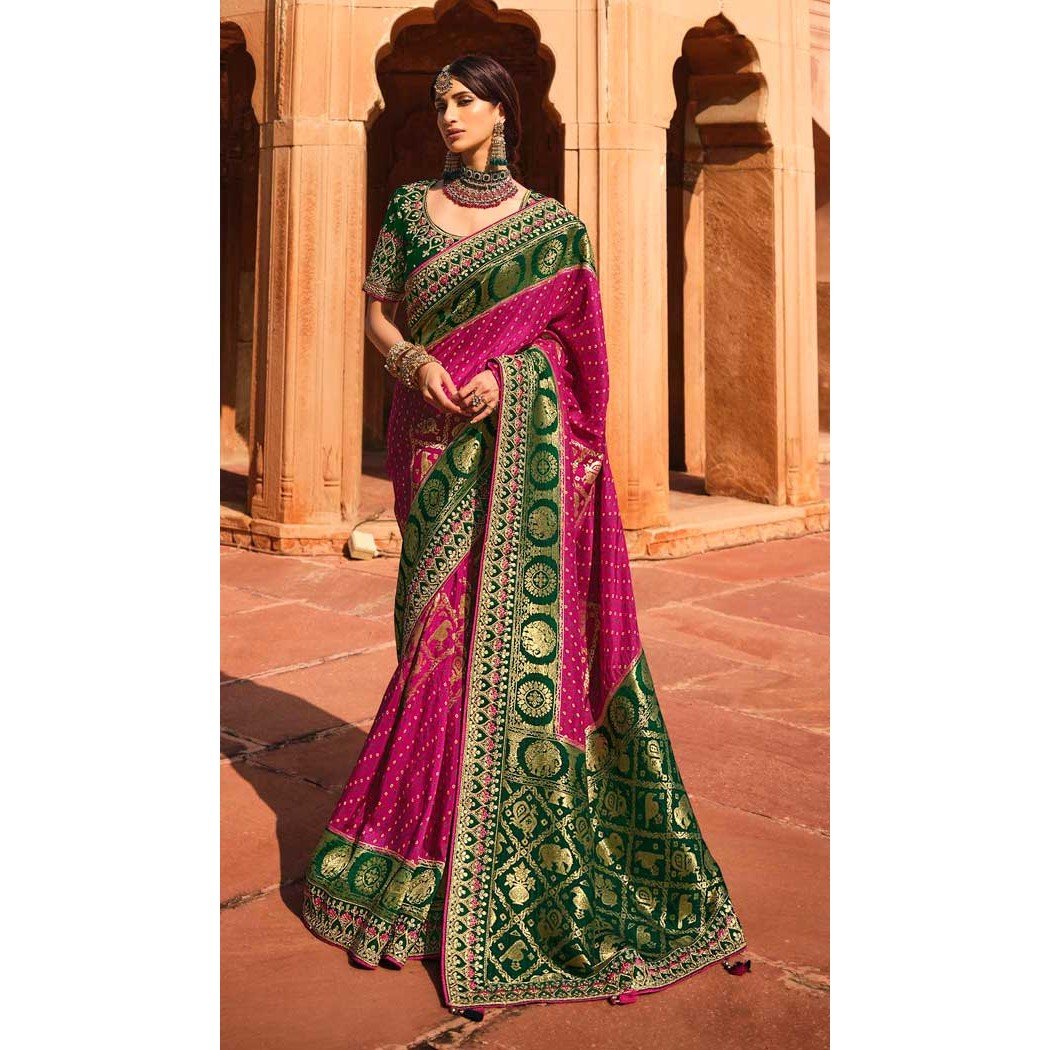 Vistavelle Rani Pink Dola Silk Jacquard  Blouse