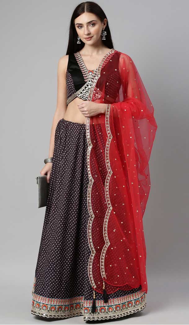 Byzantium Color Georgette Designer Heavy Festive Party Wear Lehenga Choli -1788133127