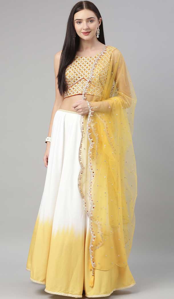 Off White Color Georgette Designer Heavy Festive Party Wear Lehenga Choli -1788133128