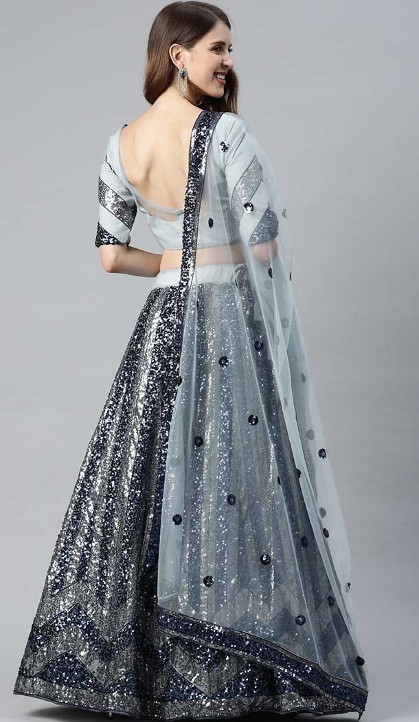 Grey Color Net Heavy Designer Party Wear Women Lehenga Choli -1798133271