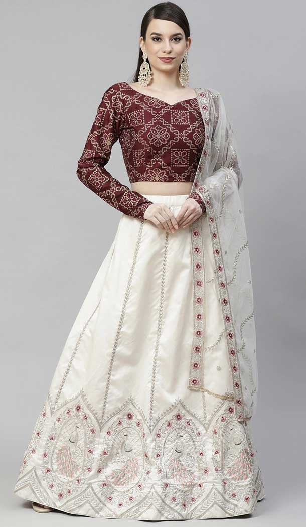 Pearl White Color Art Silk Heavy Designer Bridal Wear Lehenga Choli -1815133436
