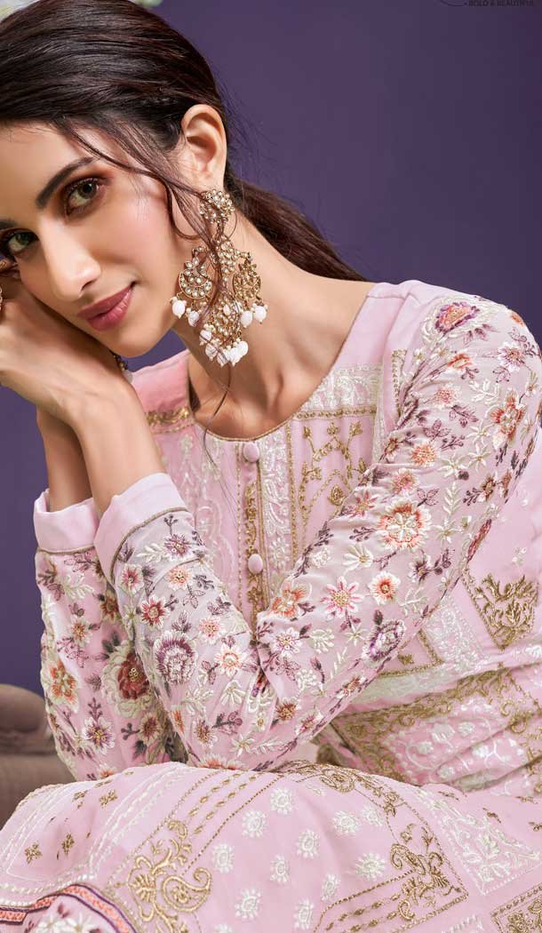 Light Pink Color Alizeh Georgette Heavy Embroidered Salwar Suit -1817133462