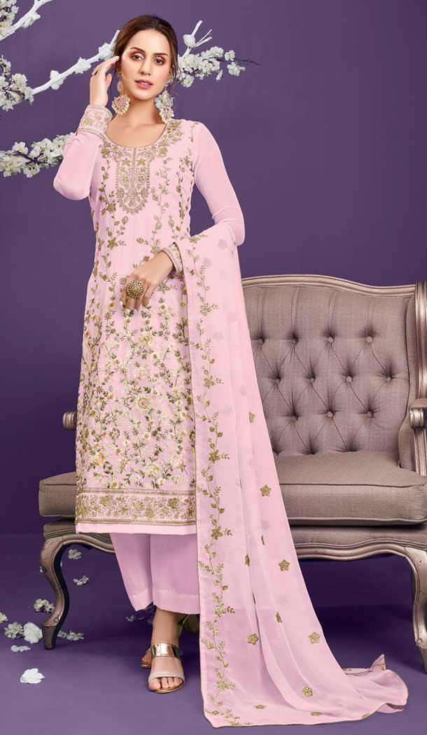 Light Pink Color Alizeh Georgette Heavy Embroidered Salwar Suit -1817133467