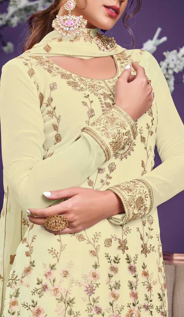 Yellow Color Alizeh Georgette Heavy Embroidered Salwar Suit -1817133469