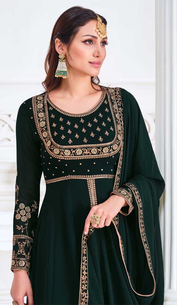 Green Color Myanmar Georgette Designer Indo Western Salwar Suit -1904134361