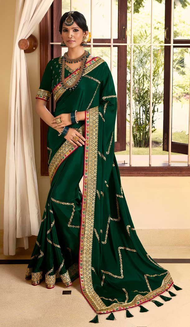 Green Color Soft Crepe Silk Traditional Wear Designer Saree Blouse -1934134566