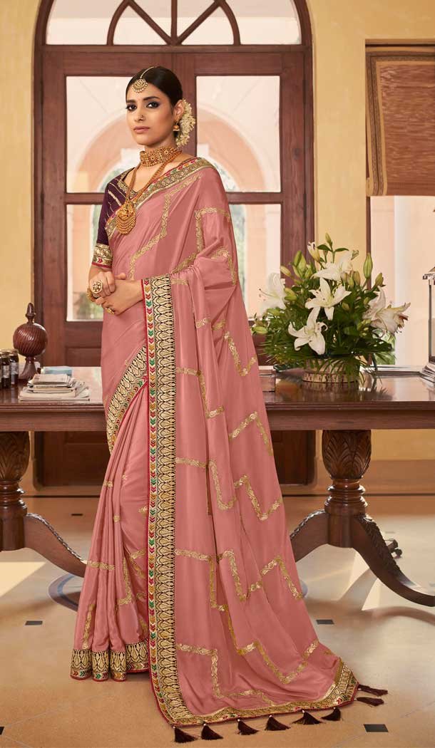 Peach Color Soft Crepe Silk Traditional Wear Designer Saree Blouse -1934134572