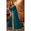 Teal Blue Color Chanderi Silk Classic Casual Office Wear Saree -2171136814