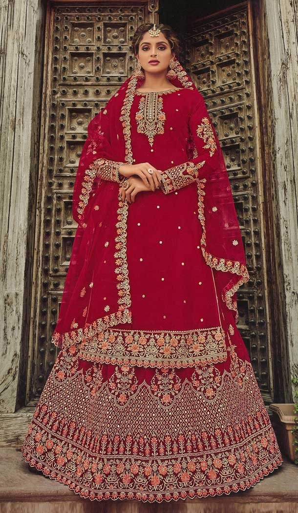 Stunning Pink Color Georgette Heavy Designer Festive Wear Lehenga Suit -2243137461