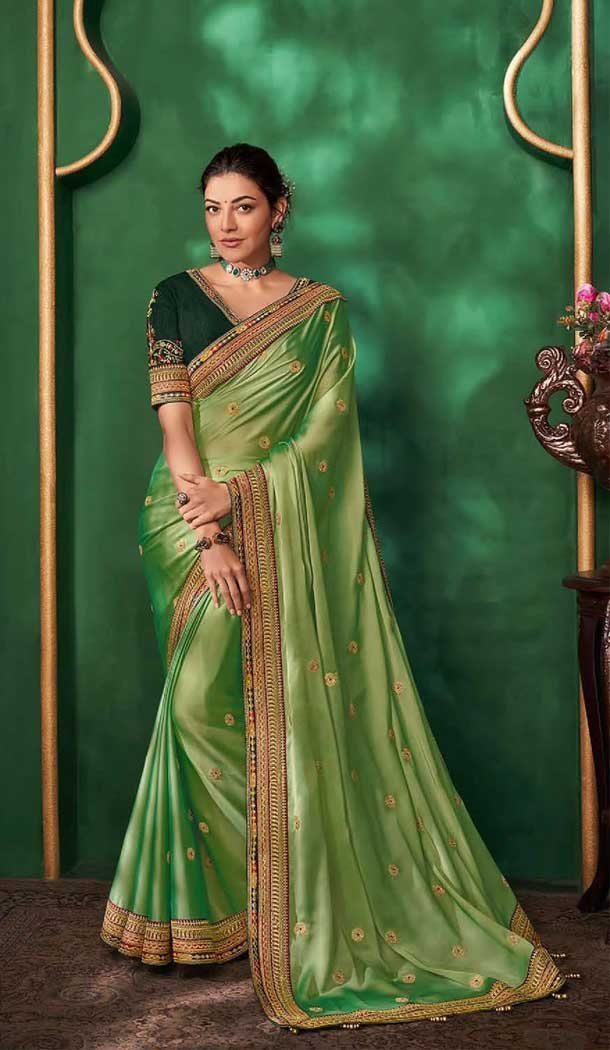 Sea Green Color Royal Rangoli Silk Party Wear kajal Aggarwal Saree -2280138043