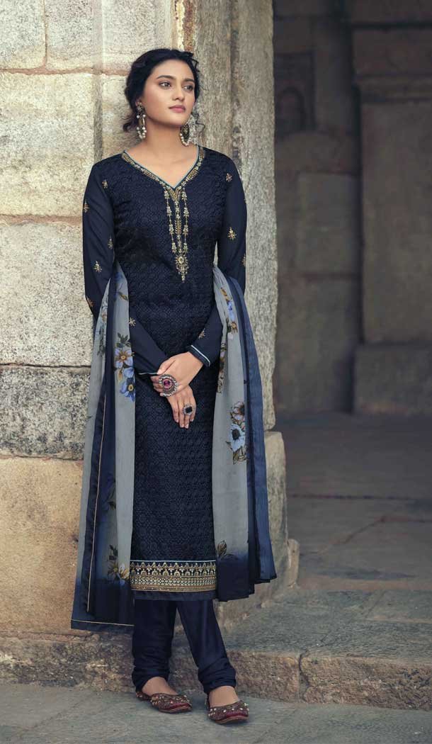 Blue Color Faux Georgette Casual Party Wear Salwar Suit - 2322138358
