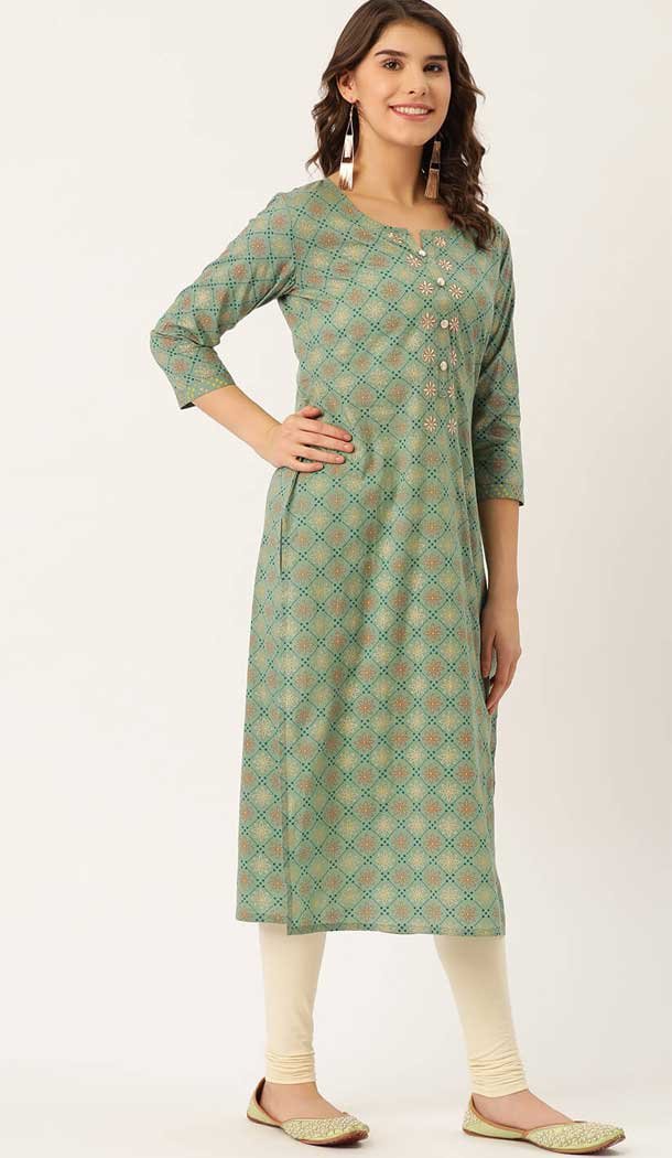Dashing Green Color Cotton Casual Wear Readymade Kurti - 2488139568