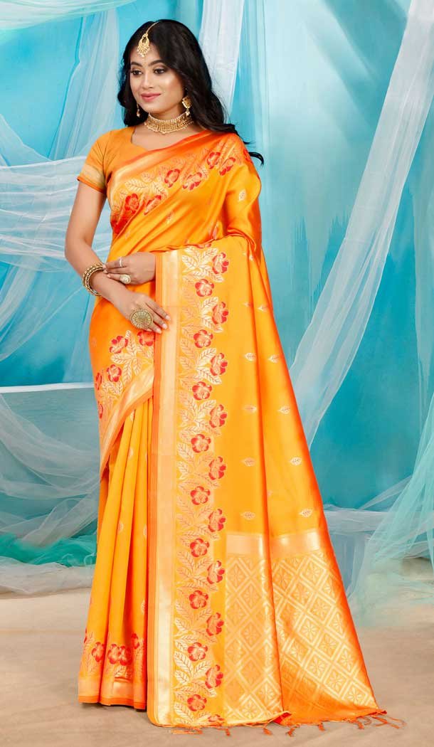 Mustard Color Art Silk Traditional Casual Wear Saree Blouse - 2513139875