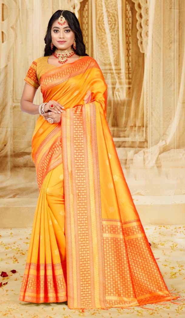 Mustard Color Art Silk Traditional Casual Wear Saree Blouse - 2525139949