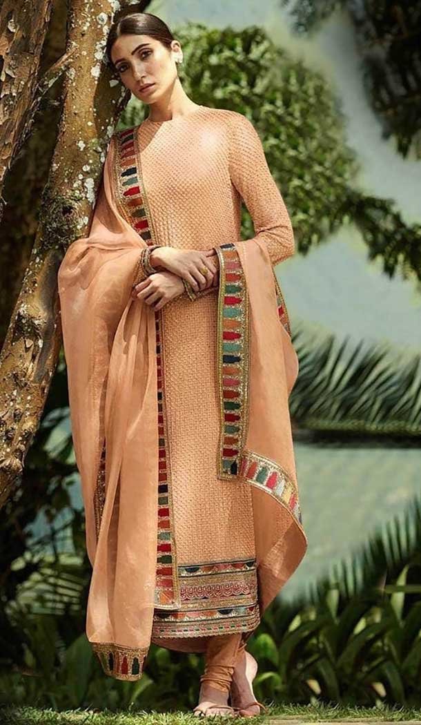 Beige Color Fox Georgette Designer Evening Wear Salwar suit - 2551140131