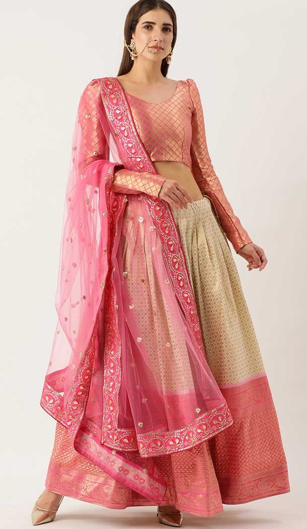 Pink Color Silk Traditional Party Wear Plus Size Lehenga Choli - 2658141011