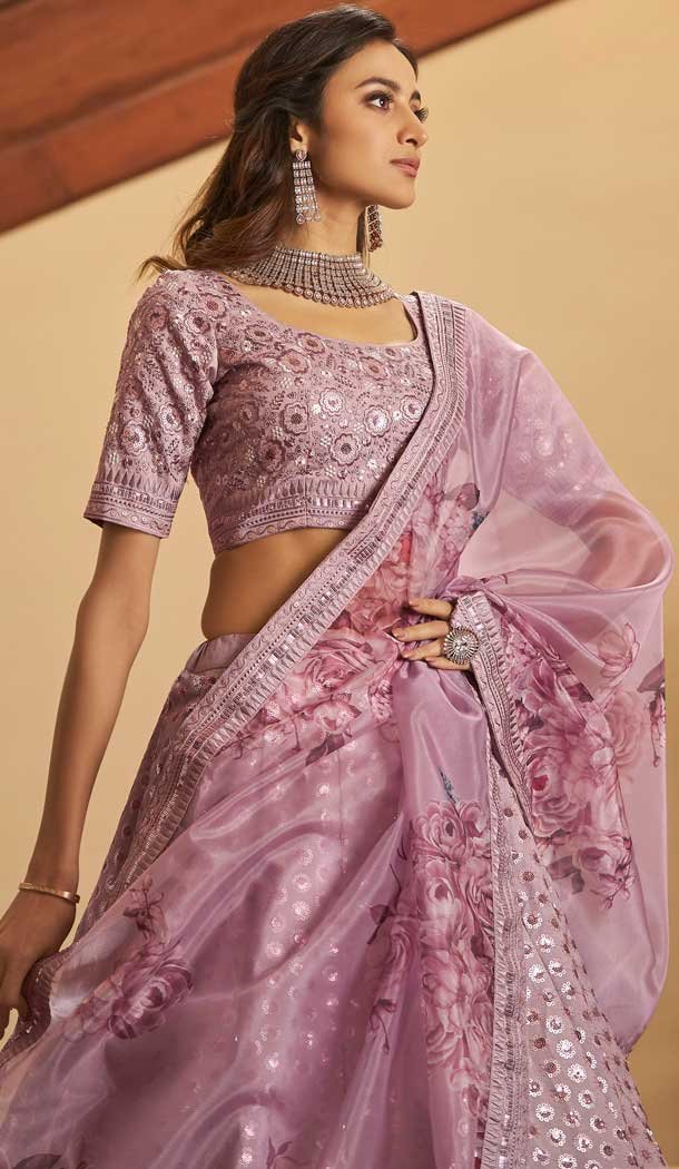 Dusty Pink Color Art Silk Designer Wedding Bridal Wear Lehenga Choli - 2722141447