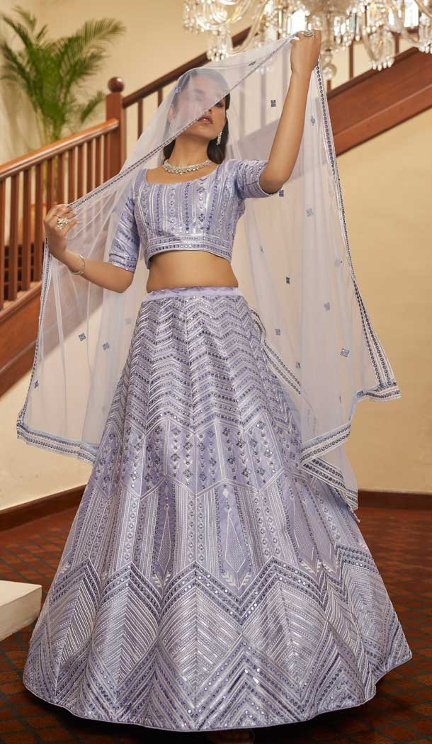 Lavender Color Art Silk Designer Wedding Bridal Wear Lehenga Choli - 2722141448